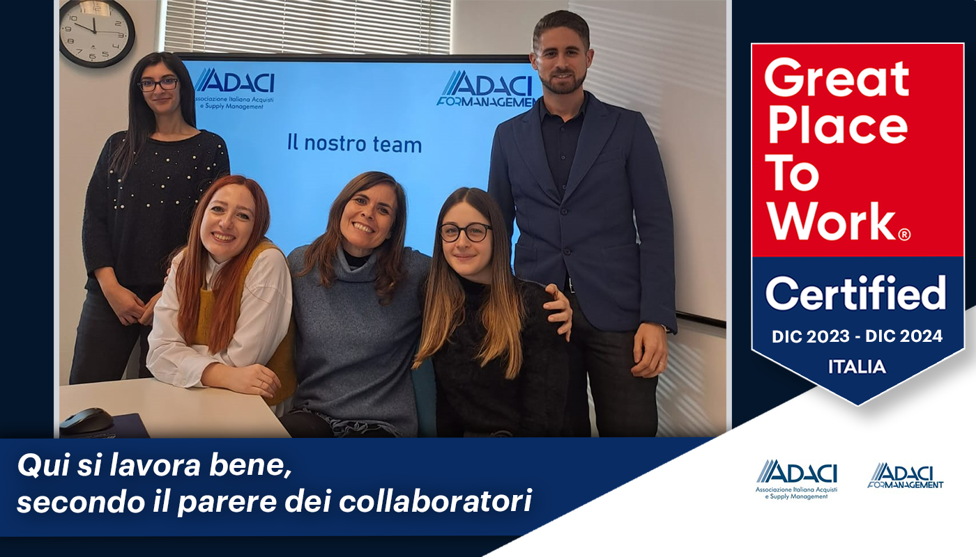 ADACI e ADACI Formanagement hanno ottenuto, per il 4° anno consecutivo, la certificazione di Great Place to Work